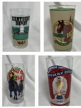 (7) Vntg 1980's Kentucky Derby Commemorative Glasses Churchill Downs, New
